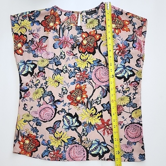 ⭐️3/ $30⭐️ Halogen Sleeveless Top Blouse Pink Puff Chintz Multi Floral Size S - Picture 11 of 13